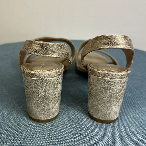 Anne Klein Resley Heeled Round Open Toe Sandals In Gold Size 8.5 - Picture 5 of 12
